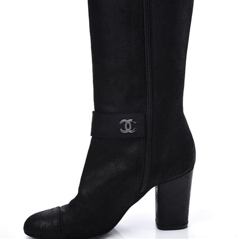 chanel suede beige and black cc boots|chanel boots for sale.